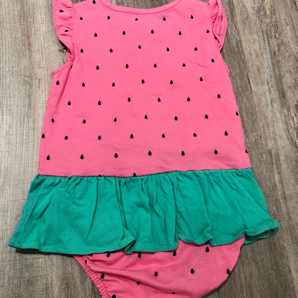 2 Carter’s Onesies With Ruffles Watermelon Pattern and Purple Gingham 24 Months - Picture 4 of 8